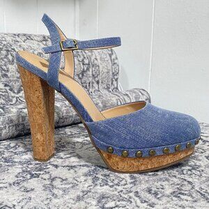 Just Fab Maya Ankle Strap in Blue Denim Size 9